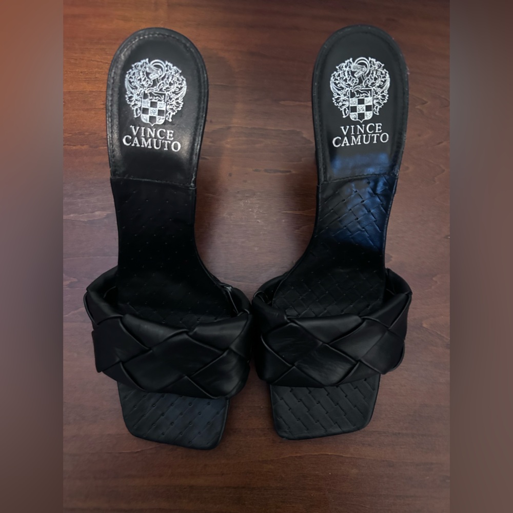 Vince Camuto black leather Brelanie woven strap mule size 11 - Picture 4 of 14